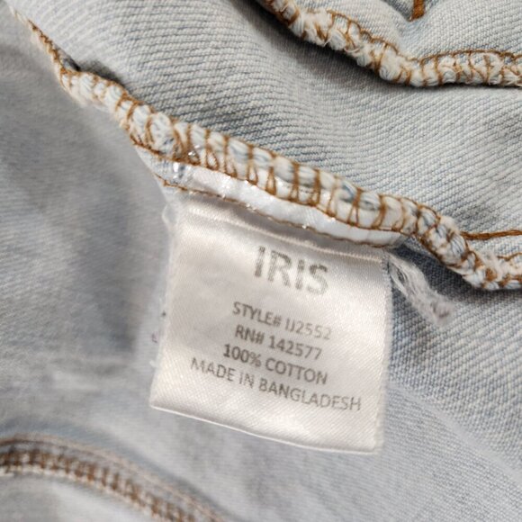 Iris Jean Jacket Light Denim Distressed Size Medium - Picture 13 of 14
